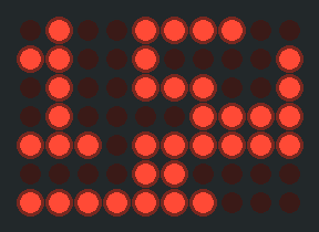 Remote screen: two steady dots, bar from the centre